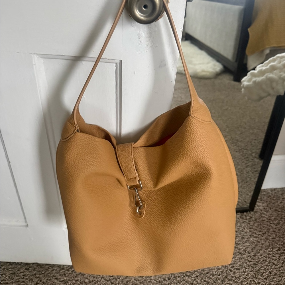 Vegan Tan Leather Shoulder Bag